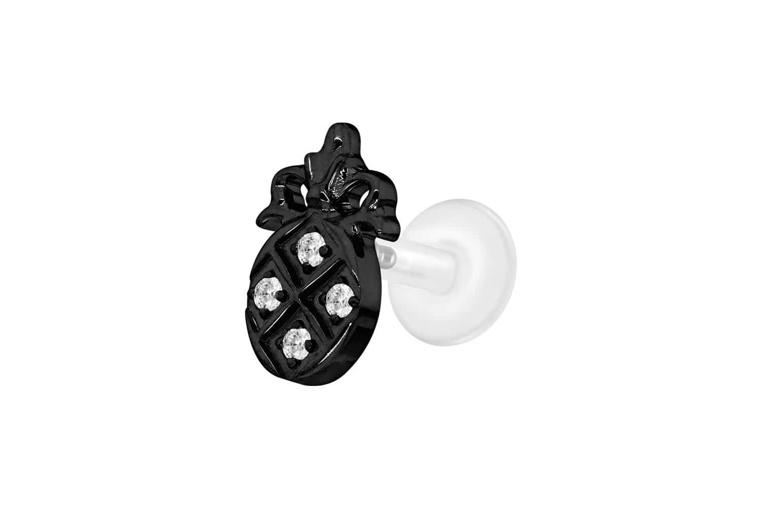 PTFE Labret Piercing mit Innengewinde + Titan-Aufsatz KRISTALLANANAS